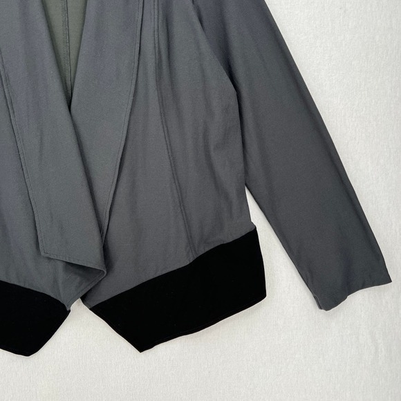 EILEEN FISHER Jacket Womens Large Gray Black Lightweight Washable Stretch Crepe - Picture 6 of 15